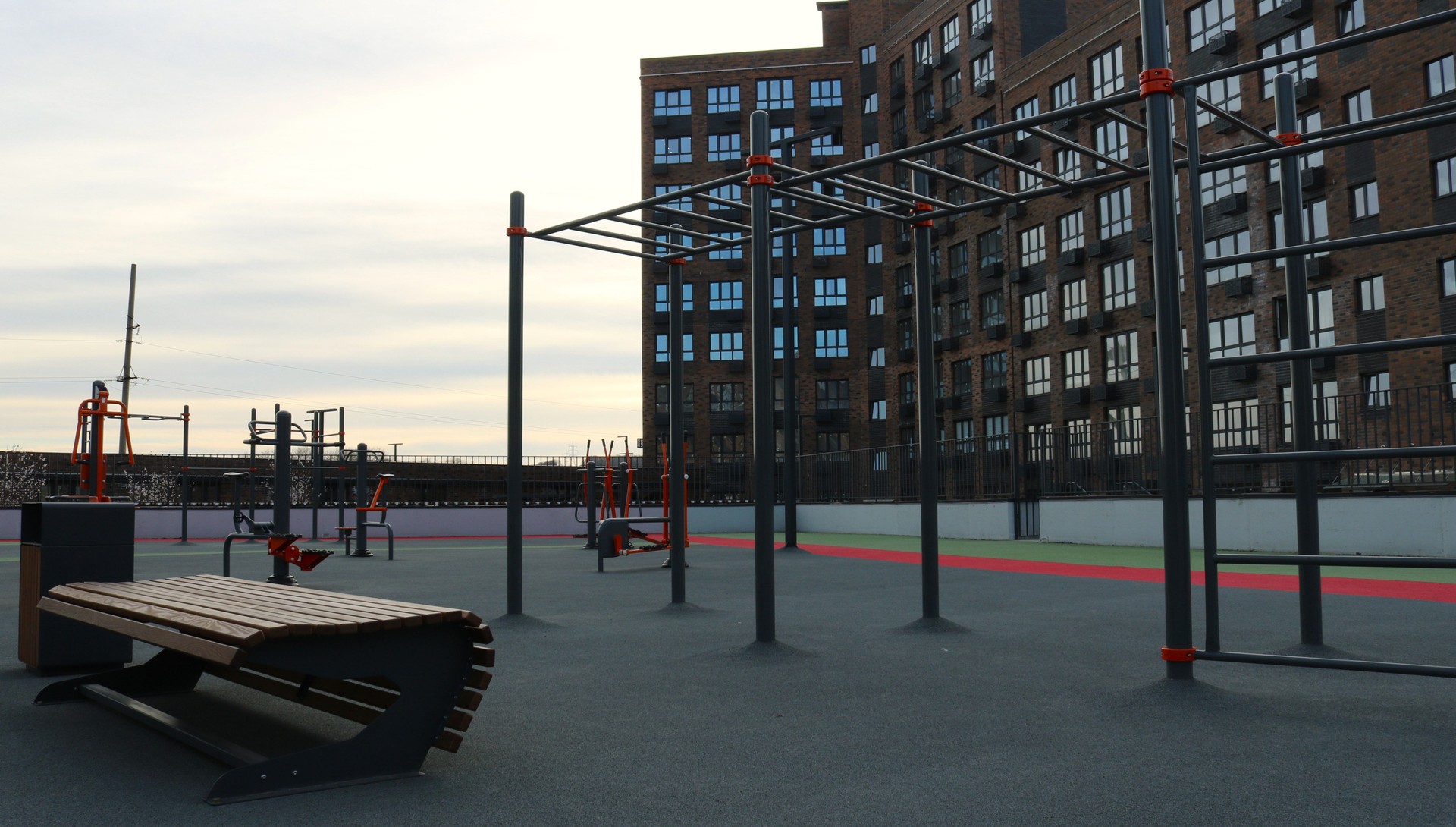 empty sports ground in the inner courtyard of the city